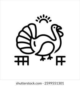 Vector line icon for turkey farm