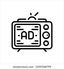 Vector line icon for tv advertising