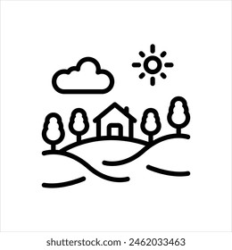 Vector line icon for village