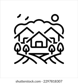 Icono de línea de vector para aldeas