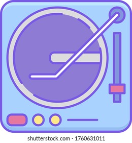 Vector line icon of a vinyl turntable record player. EDM electronic dance music concept.