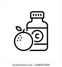 Vector line icon for vitamins