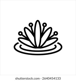 Vector line icon for water lily