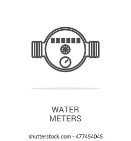 Vector line icon water meter.  Web graphics, banners, business templates. Isolated on a white background.