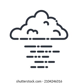 Icono de línea de vector de una previsión meteorológica aislada en fondo transparente. Cielo nublado con niebla