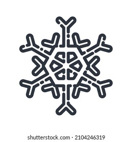 Icono de línea de vector de una previsión meteorológica aislada en fondo transparente. Snowflake