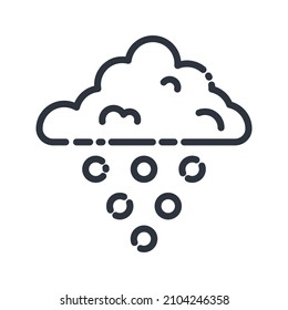 Icono de línea de vector de una previsión meteorológica aislada en fondo transparente. Cielo nublado con granizo