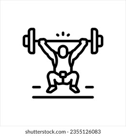 Vector line icon for weightlifting