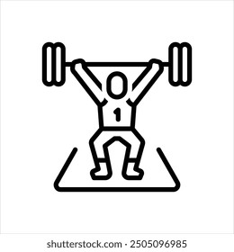 Vector line icon for weightlifting