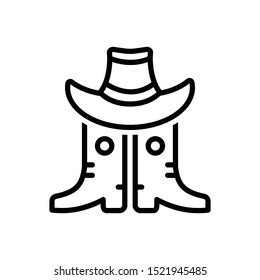 Vector line icon for western cowboy clothing