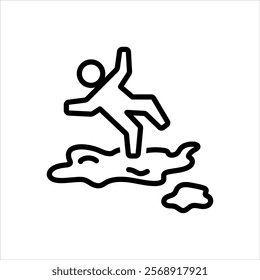 Vector line icon for wet floor