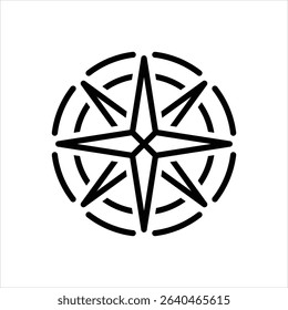 Vector line icon for wind rose