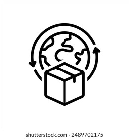 Vector line icon for world wide delivery