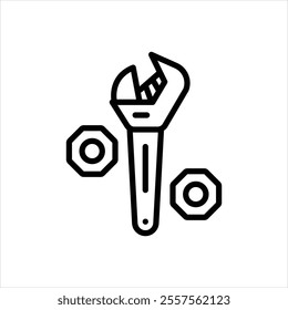 Vector line icon for wrench