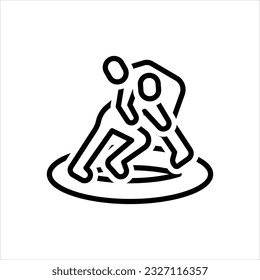 Vector line icon for wrestling