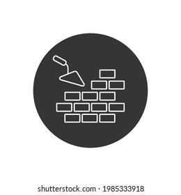 Vector line icons brickwork and building trowel