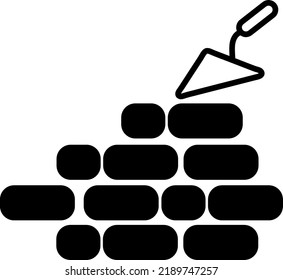 Vector line icons brickwork and building trowel on white background..eps
