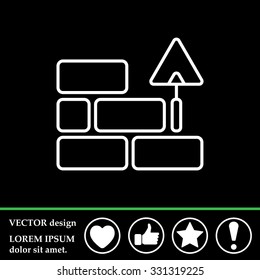Vector line icons brickwork and building trowel
