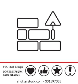 Vector line icons brickwork and building trowel