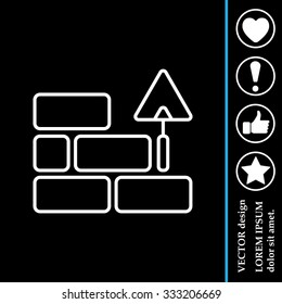 Vector line icons brickwork and building trowel