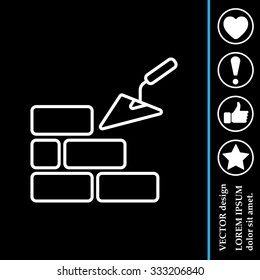 Vector line icons brickwork and building trowel