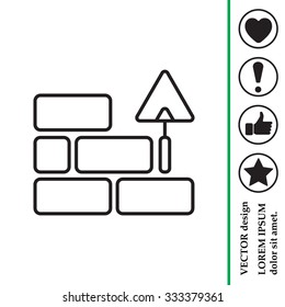 Vector line icons brickwork and building trowel