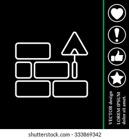 Vector line icons brickwork and building trowel