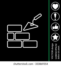 Vector line icons brickwork and building trowel