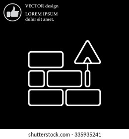 Vector line icons brickwork and building trowel
