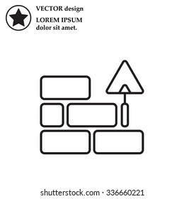 Vector line icons brickwork and building trowel