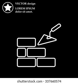 Vector line icons brickwork and building trowel