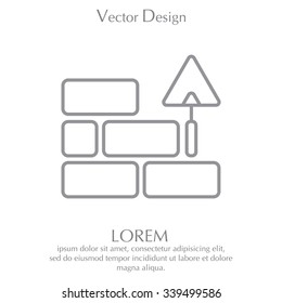 Vector line icons brickwork and building trowel