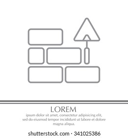 Vector line icons brickwork and building trowel