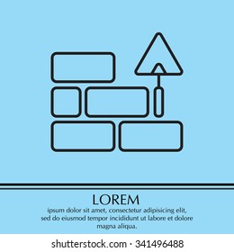 Vector line icons brickwork and building trowel