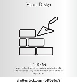 Vector line icons brickwork and building trowel