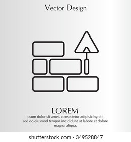 Vector line icons brickwork and building trowel