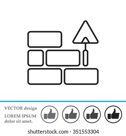 Vector line icons brickwork and building trowel