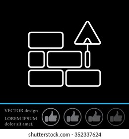 Vector line icons brickwork and building trowel