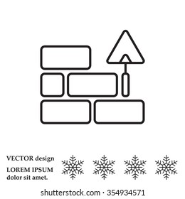 Vector line icons brickwork and building trowel