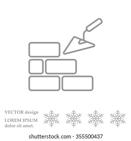Vector line icons brickwork and building trowel