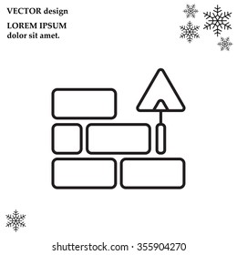 Vector line icons brickwork and building trowel