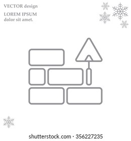 Vector line icons brickwork and building trowel