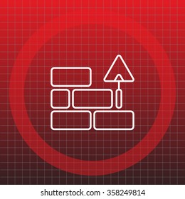 Vector line icons brickwork and building trowel
