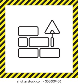 Vector line icons brickwork and building trowel
