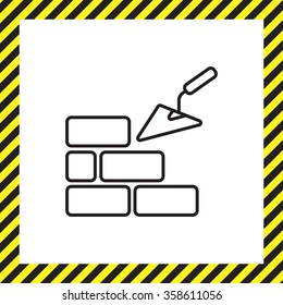 Vector line icons brickwork and building trowel