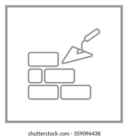 Vector line icons brickwork and building trowel