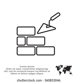 Vector line icons brickwork and building trowel