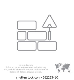 Vector line icons brickwork and building trowel
