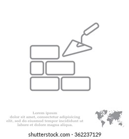 Vector line icons brickwork and building trowel