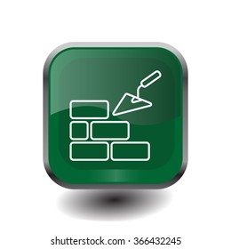 Vector line icons brickwork and building trowel